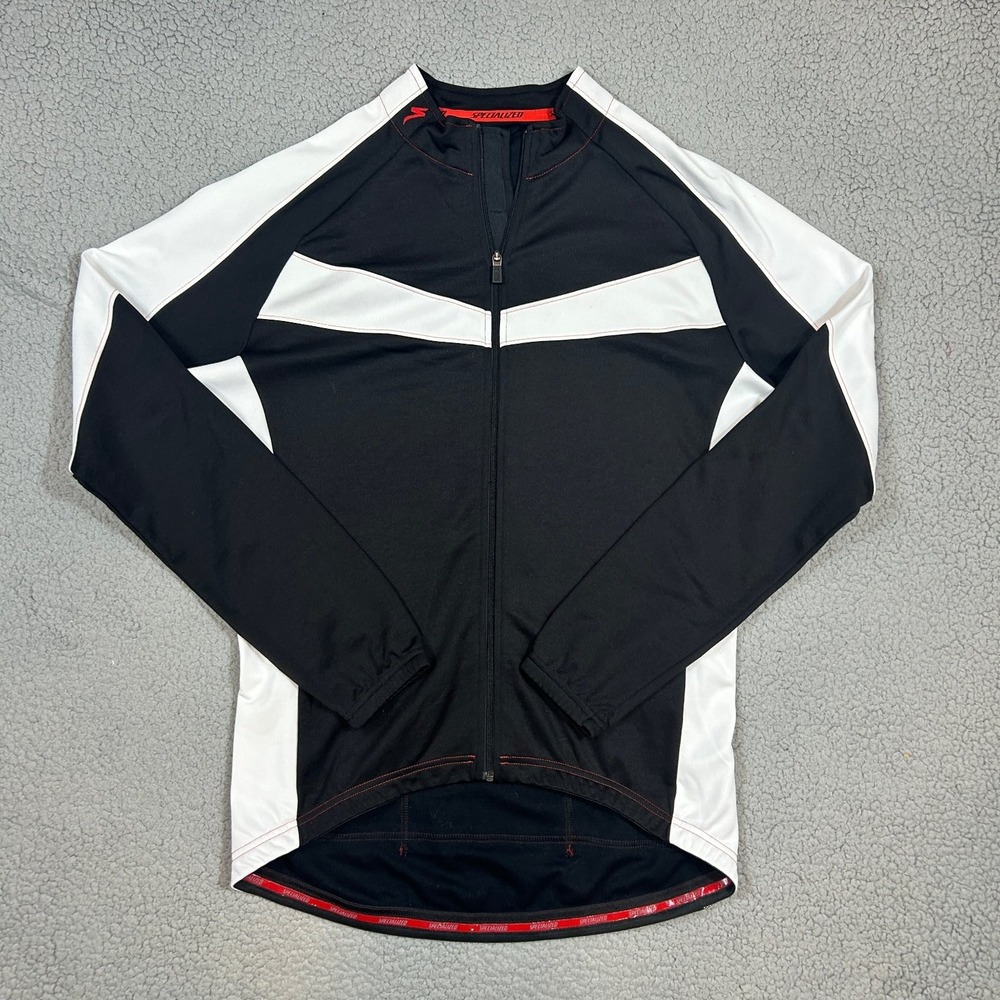 Specialized Men's Cycling Jersey Black White Mens XL Full Zip Long‎ Sleeve